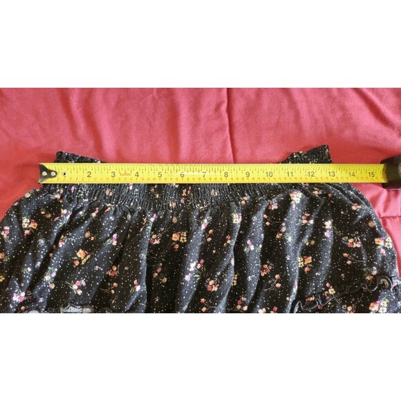 Forever 21 Black Dainty Micro Floral Smocked Waistband Skirt Youth L/ Women XS - Picture 7 of 8